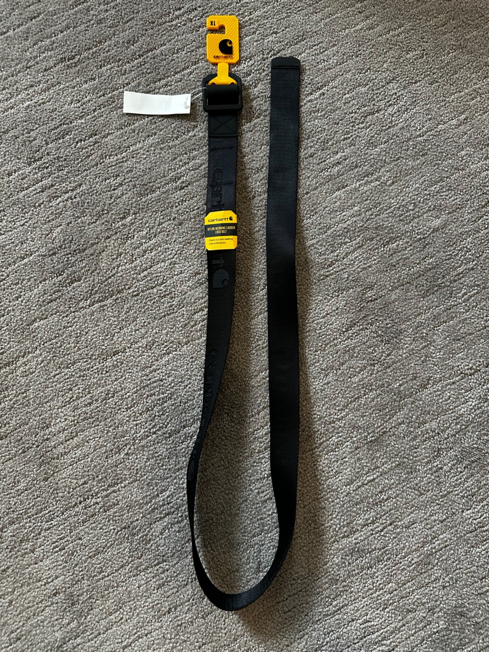 Carhartt Black Webbing Belt with Yellow Tab